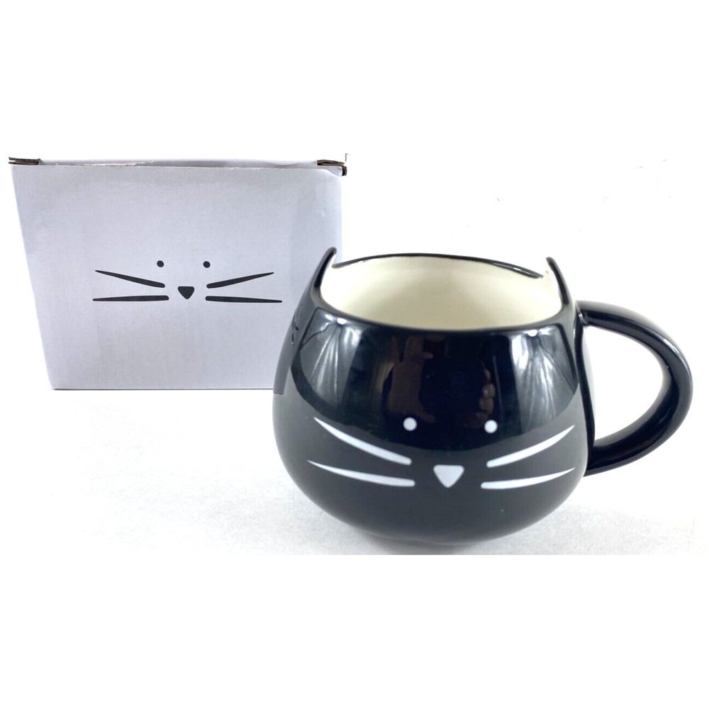Koolkatkoo Ceramic Black Cat Coffee Mug 12 oz Peek-a-boo Cat Inside w/ Box NEW